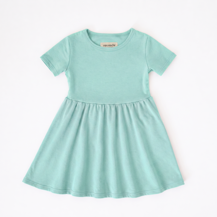 Cloud Cascade Dress - 100% GOTS Certified Organic Cotton Dress - Mint - Kids and Toddlers - Made in Canada - mini mioche
