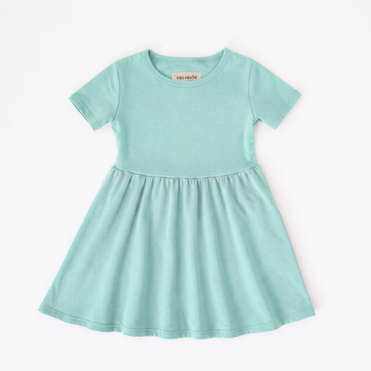 Cloud Cascade Dress - 100% GOTS Certified Organic Cotton Dress - Mint - Kids and Toddlers - Made in Canada - mini mioche