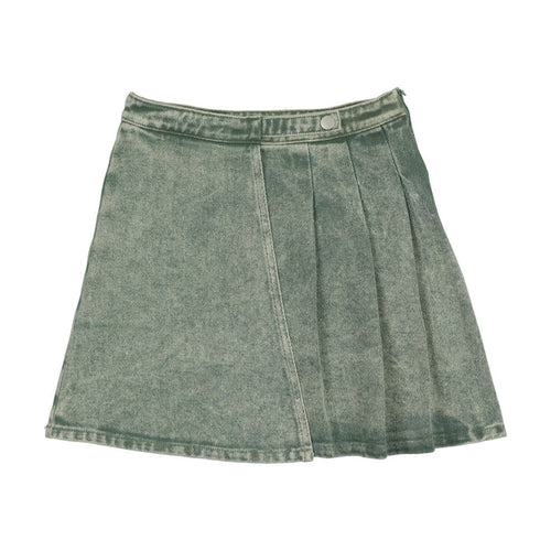 Colored Jean Wrap Pleat Skirt