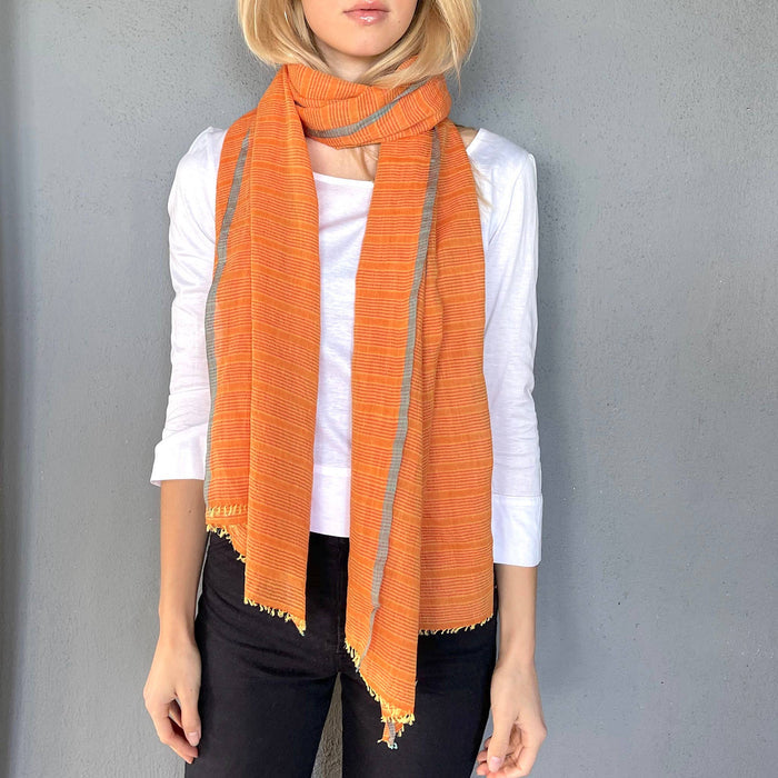 Cotton Silk Scarf in Dahlia