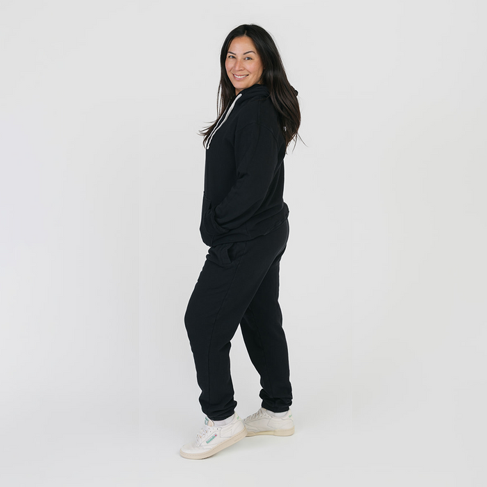 Organic Cotton Men and Women French Terry Hoodie Sweatshirt - Cozy Hoodie - Black - Hoodies Made in Canada - mini mioche
