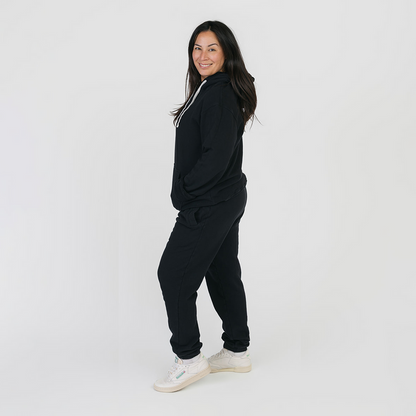 Cozy Joggers - 100% GOTS Certified Organic Cotton Sweatpants - Black - Teens and Adults - Men and Women - Made in Canada - mini mioche