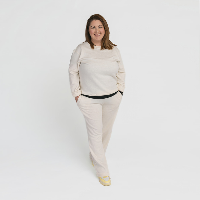 Organic Cotton Adult French Terry Crew Neck Sweatshirt - Cozy Pullover - Natural - Sweatshirt Made in Canada - mini mioche