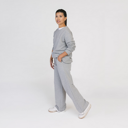 Organic Cotton Adult French Terry Crew Neck Sweatshirt - Cozy Pullover - Heather Grey - Sweatshirt Made in Canada - mini mioche