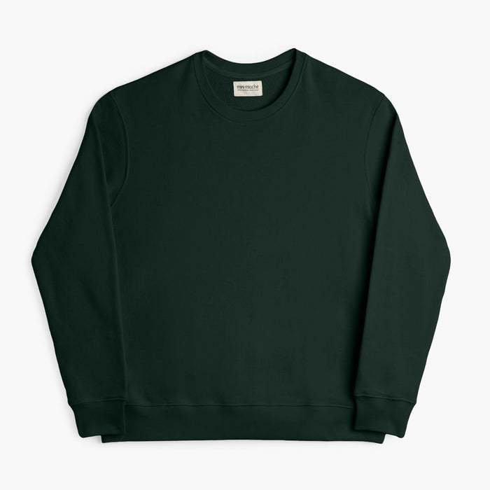 Organic Cotton Adult French Terry Crew Neck Sweatshirt - Cozy Pullover - Pine - Sweatshirt Made in Canada - mini mioche