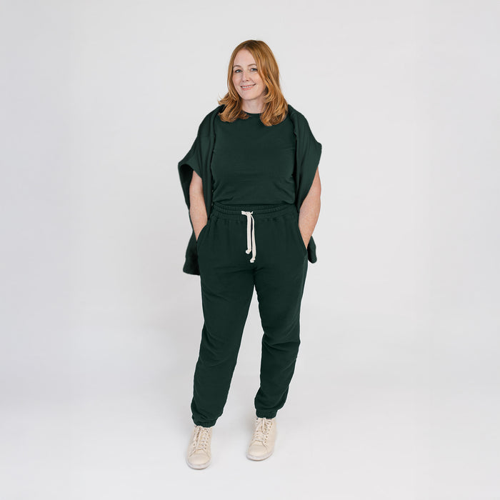 Organic Cotton Adult French Terry Crew Neck Sweatshirt - Cozy Pullover - Pine - Sweatshirt Made in Canada - mini mioche