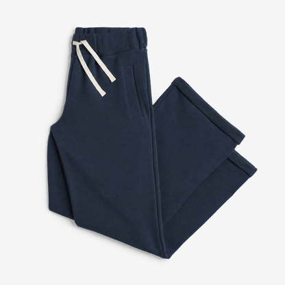 Cozy Wide Leg Sweatpants - 100% GOTS Certified Organic Cotton Shorts - Navy - Teens and Adults - Men and Women - Made in Canada - mini mioche