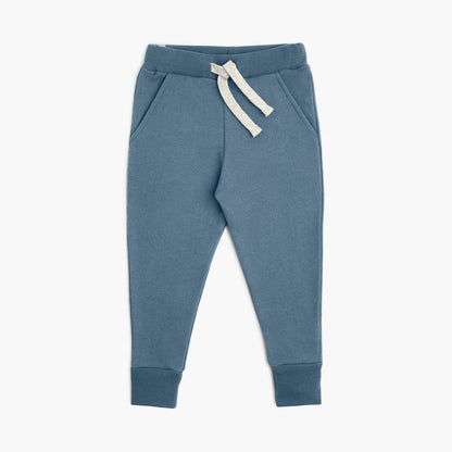 Kids Organic Cotton Sweatpants - Cozy Skinny Sweats - River - French Terry Sweatpants for Toddlers and Kids - Made in Canada - mini mioche