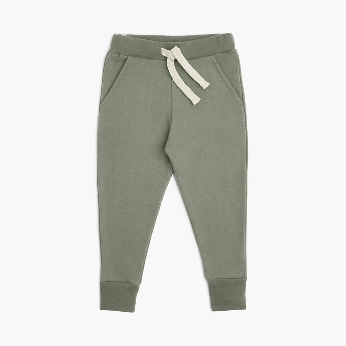 Organic Cotton Cozy Skinny Sweats - Baby Toddler Kids Sweatpants - Thyme - 3-6 months - mini mioche