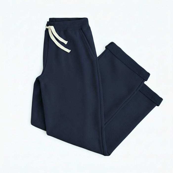 Cozy Wide Leg Pants - 100% GOTS-Certified Organic Cotton French Terry Kids Sweatpants - Navy - Joggers Made in Canada - Toddlers Kids Tweens and Teens - mini mioche