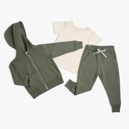 Organic Cotton Kids Hoodies - Cozy Hoodie - Baby and Toddler Hoodies Made in Canada - Thyme - mini mioche