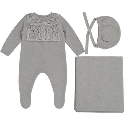 Crochet Knit Collar Layette Set
