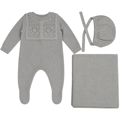 Crochet Knit Collar Layette Set