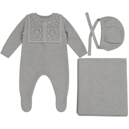 Crochet Knit Collar Layette Set