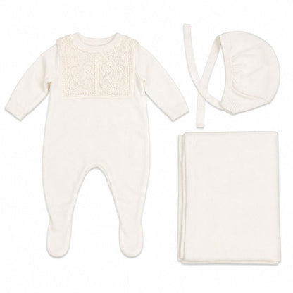 Crochet Knit Collar Layette Set