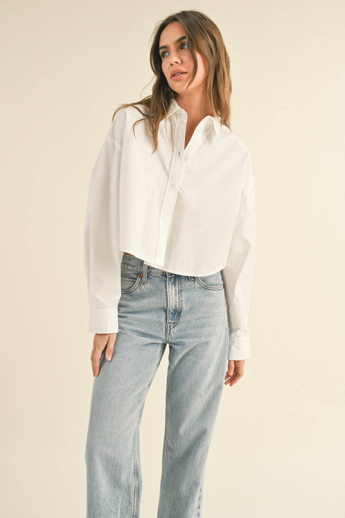 Cropped Button Down Blouse