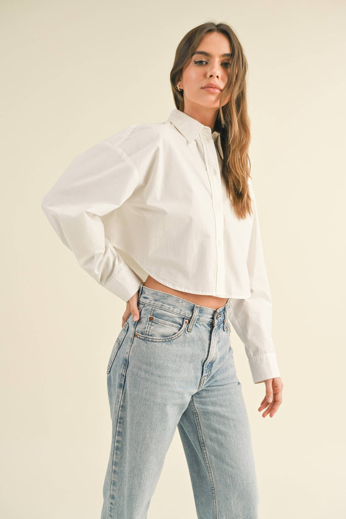 Cropped Button Down Blouse