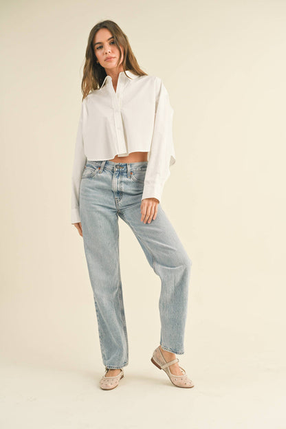 Cropped Button Down Blouse