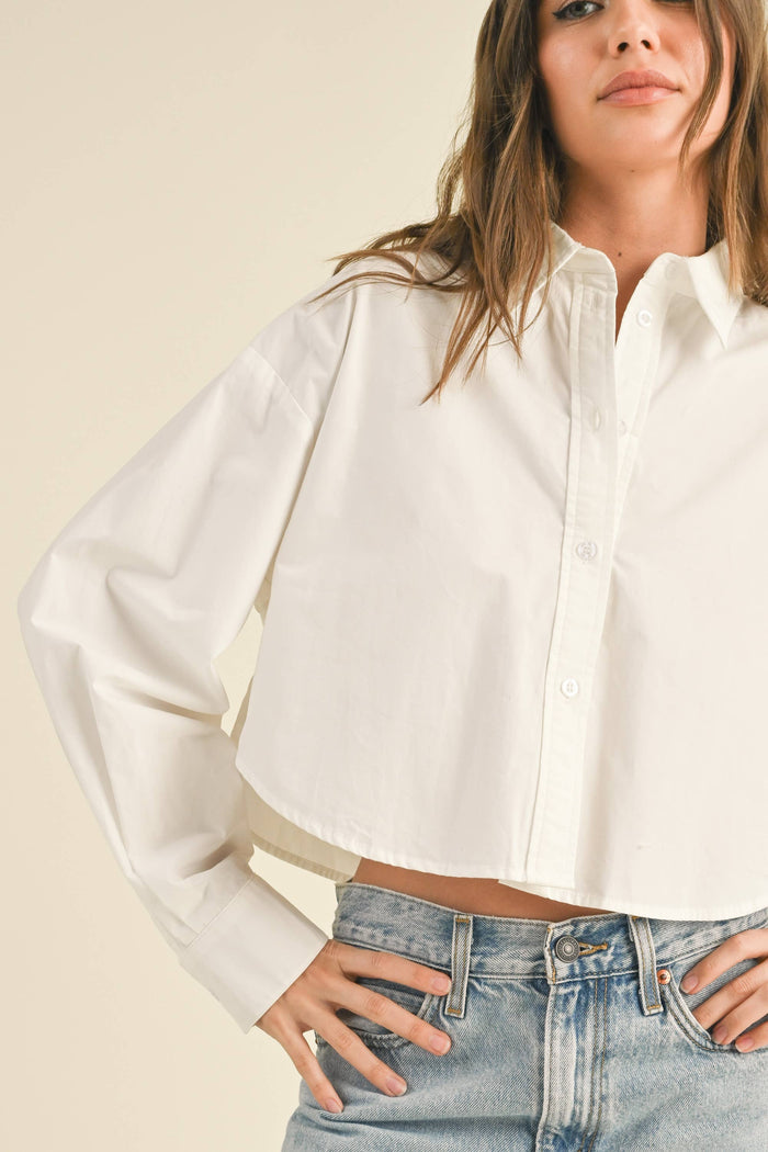 Cropped Button Down Blouse