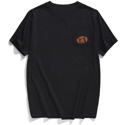 Dachshund Dog In Pocket T-Shirt
