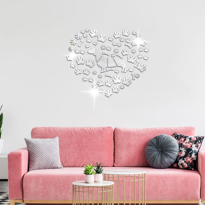 Dachshund Paws Mirror Effect Wall Stickers