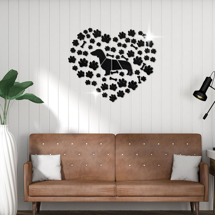 Dachshund Paws Mirror Effect Wall Stickers