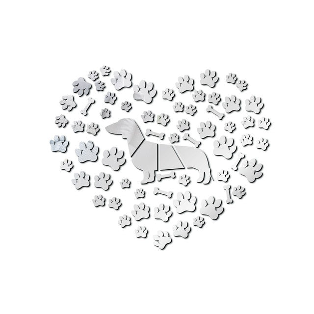 Dachshund Paws Mirror Effect Wall Stickers