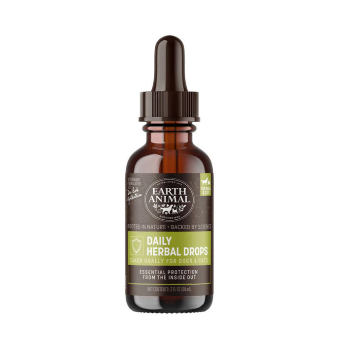 Earth Animal Daily Herbal Drops for dogs and cats 2oz bottle. Essential protection from the inside out