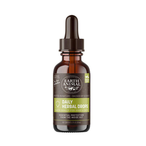 Earth Animal Daily Herbal Drops for dogs and cats 2oz bottle. Essential protection from the inside out