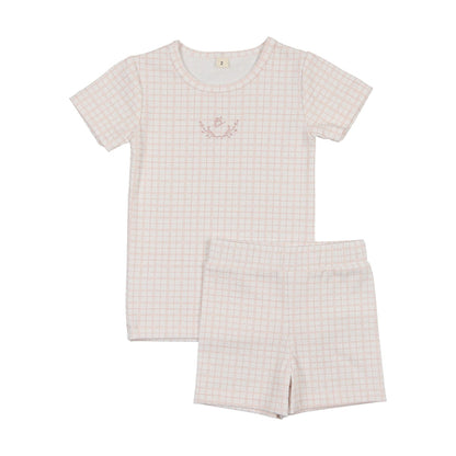 Dainty Grid Short Sleeve Lounge Set