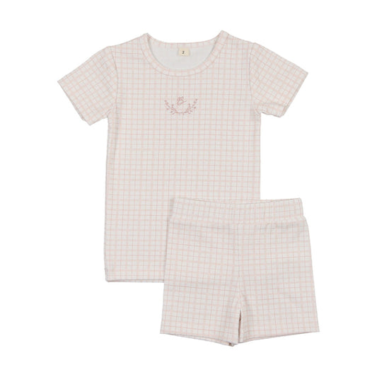 Dainty Grid Short Sleeve Lounge Set