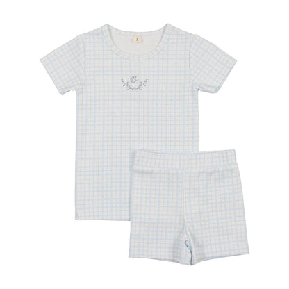 Dainty Grid Short Sleeve Lounge Set