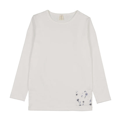 Denim Patch 3/4 Sleeve Cotton T-Shirt - Girl