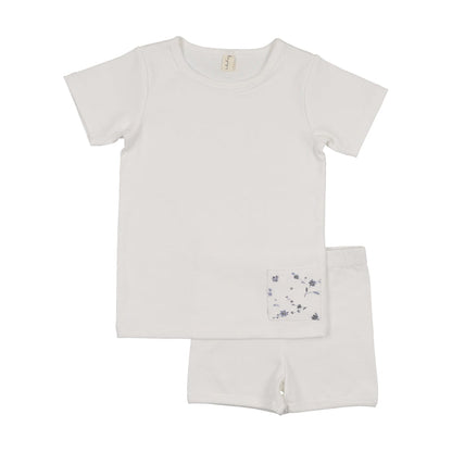 Denim Patch Shorts Set