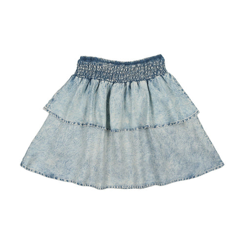 Denim Tencel Smocked Skirt Light