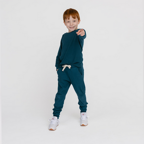 Dreamy Long Sleeve Crew - Organic Cotton Kids Shirts - Juniper - Baby and Toddler Shirts Made in Canada - mini mioche