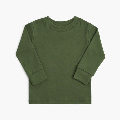 Dreamy Long Sleeve Crew - Organic Cotton Kids Shirts - Hunter - Baby and Toddler Shirts Made in Canada - mini mioche
