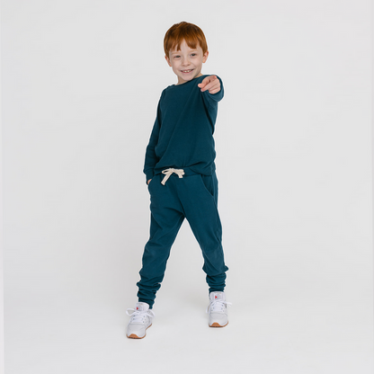 Dreamy Long Sleeve Crew - Organic Cotton Kids Shirts - Juniper - Baby and Toddler Shirts Made in Canada - mini mioche