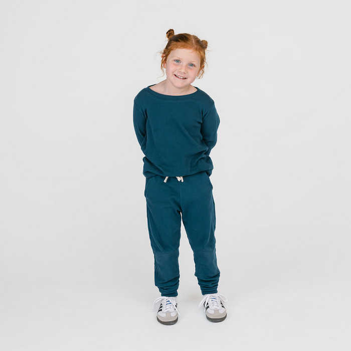 Dreamy Skinny Sweats - Organic Cotton Kids Sweatpants - Juniper - Kids and Teens Sweatpants Made in Canada - mini mioche
