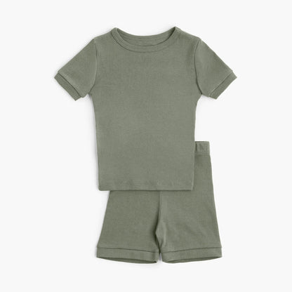 100% GOTS-Certified Organic Cotton Kids Pajamas - Dreamy Shortie Pajamas - Sleepers and Sleepwear - Thyme - Toddler and Kids PJs - Made in Canada - mini mioche