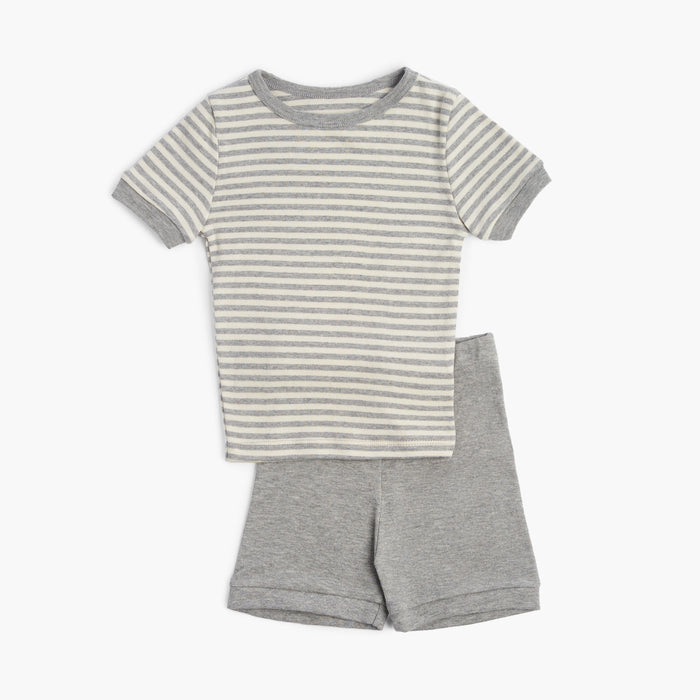 Dreamy Shortie Pajamas - Sleepers - Heather Grey Stripe - 1/2 years - mini mioche