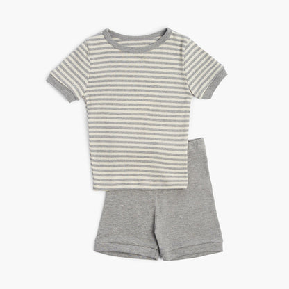 Dreamy Shortie Pajamas - Sleepers - Heather Grey Stripe - 1/2 years - mini mioche
