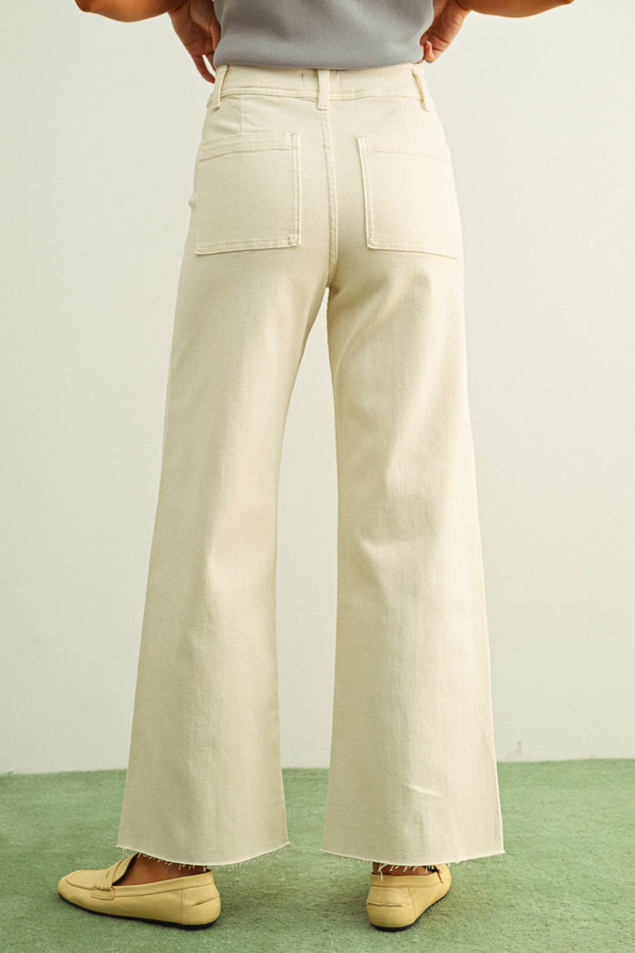 Ecru straight Wide Leg Pant