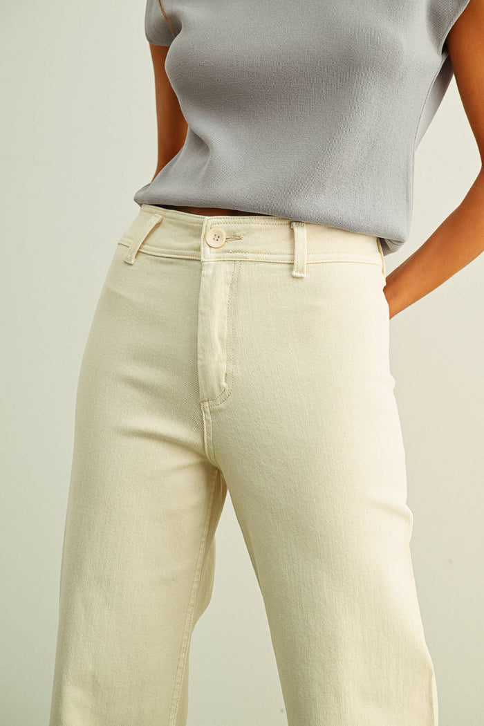 Ecru straight Wide Leg Pant