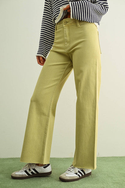 Ecru straight Wide Leg Pant
