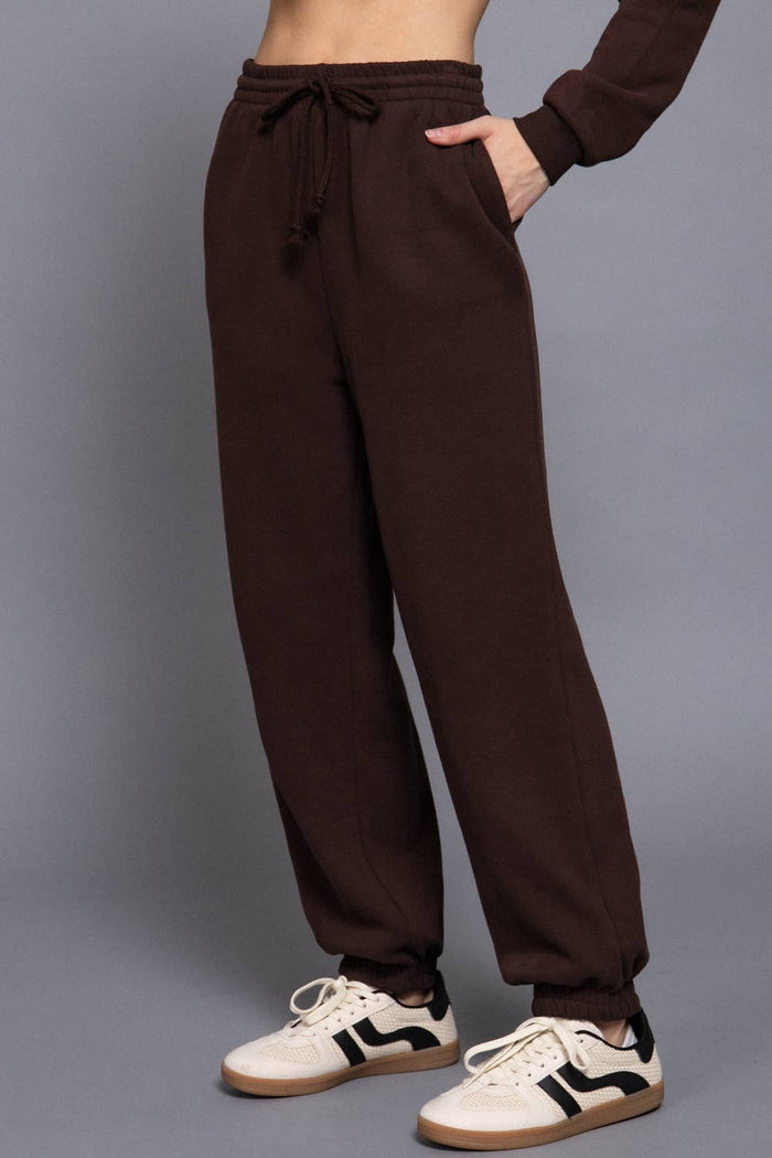 Elastic Waist Soft Jogger Pants:BEIGE