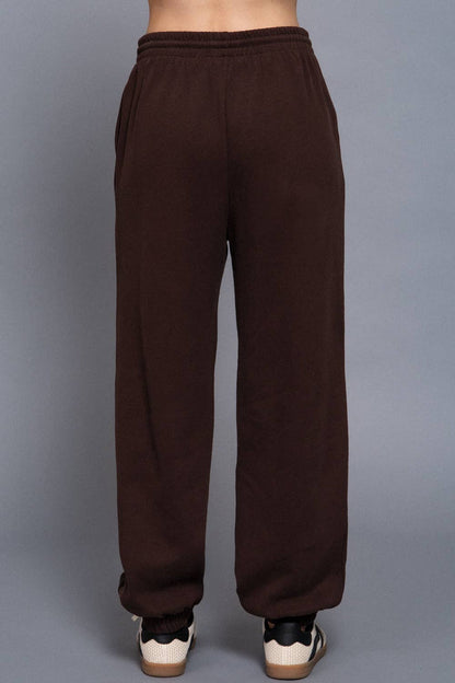 Elastic Waist Soft Jogger Pants:BEIGE