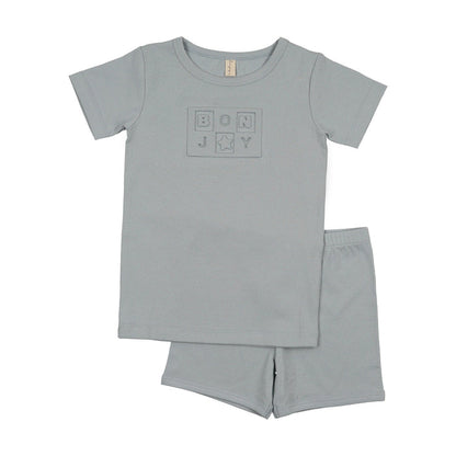 Embossed Bonjoy Short Sleeve Lounge Set