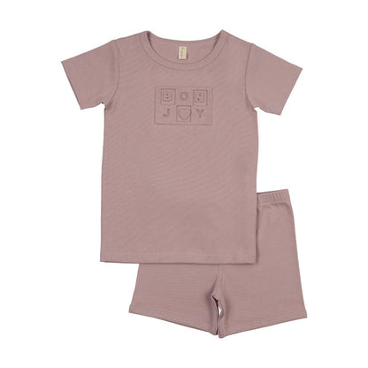 Embossed Bonjoy Short Sleeve Lounge Set