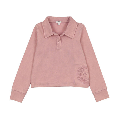 Embossed Volleyball Cropped Polo